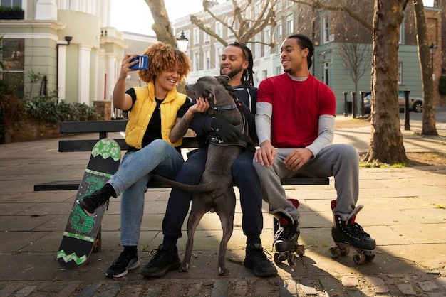 A group of diverse young adults in a bustling urban park in the US, all wearing different styles of modern hanboks, laughing and taking photos together, showing the hanbok's appeal to the younger generation.