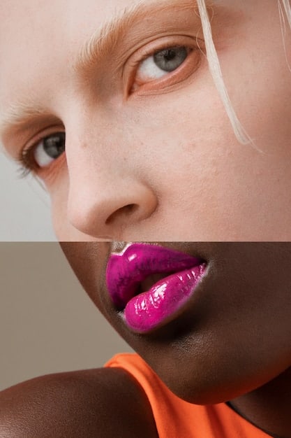 A close-up of a woman's lips showcasing the gradient lip effect, transitioning from a darker shade in the center to a lighter shade at the edges, on a background highlighting different lip tint colors.