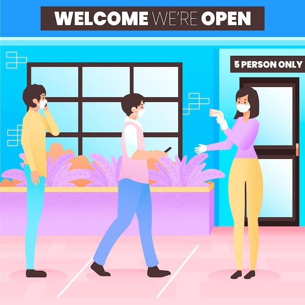 A staff member calmly directing fans and maintaining order at the entrance of a K-Pop fan meet venue. The scene illustrates the importance of following instructions from the event organizers.