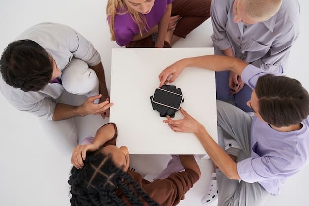 A group shot of the key cast members of *, gathered around a table in what appears to be a family or social setting. The atmosphere of the image should be warm and inviting, indicating close relationships and camaraderie.