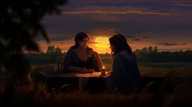 A still from a romantic K-drama, showcasing the two lead characters sharing a tender moment, with soft lighting and a picturesque background to enhance the emotional atmosphere.