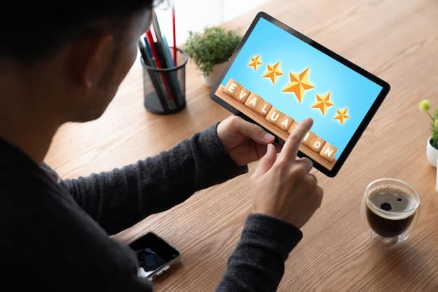 A close-up shot of a person's hands scrolling through a K-Drama review website on a tablet. The website features a clean, professional design with star ratings and user comments visible.