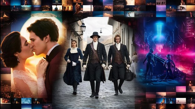 A collage of screenshots from various popular K-Dramas, showcasing different genres such as romance, historical drama, and thriller. Each screenshot should be visually distinct and represent the unique style of the drama.