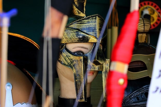 A close-up shot of intricate cosplay at Katsucon, focusing on the details of the costume and the craftsmanship involved. The cosplayer is posing confidently against the backdrop of the Gaylord National Resort & Convention Center.
