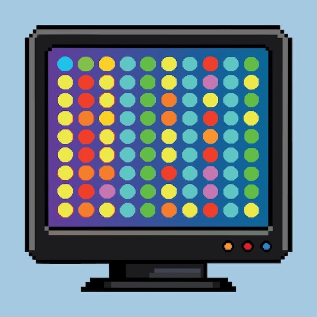 A close-up shot of an arcade monitor displaying a vibrant, pixelated retro game with accurate color representation. The image focuses on the clarity and sharpness of the display, highlighting its suitability for retro gaming.