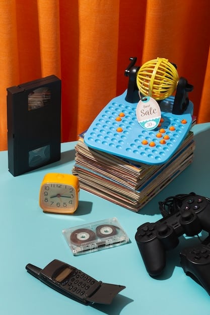 A close-up shot of various video game controllers, board games, and comic books scattered on a table, symbolizing the diverse range of interests within geek culture. The image highlights the tactile and engaging nature of these hobbies.