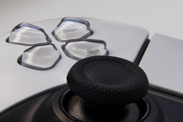 A close-up shot of a gaming console with a controller, showcasing the intricate details of the hardware and emphasizing bright, vibrant colors. The background is blurred to focus attention on the gaming equipment, creating a dynamic and engaging image for gamers.