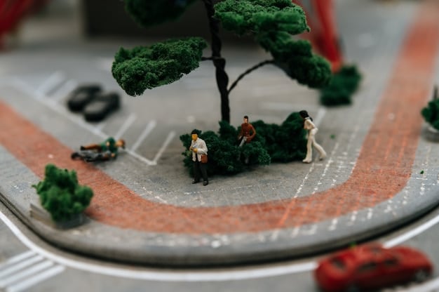 A close-up shot of a meticulously painted miniature figure on a detailed terrain mat, typical of a war game. The lighting highlights the intricate details of the miniature, showcasing the craftsmanship and dedication involved in the hobby.
