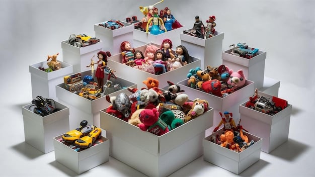 Unassembled model building kits from several geek subscription boxes, showcasing various types, including vehicles, creatures, and historical objects.
