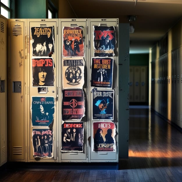 A collection of vintage movie posters lining the walls of the Hollywood Sci-Fi Museum in Los Angeles showcasing iconic sci-fi films like 