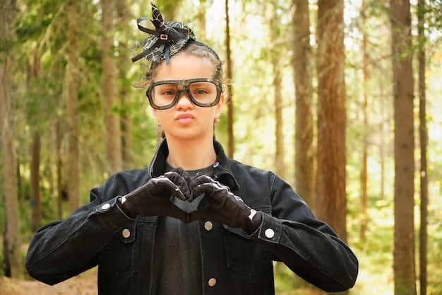 A close-up of a cosplayer using a heat gun to shape a piece of EVA foam for armor, with safety glasses on and a focused expression, showcasing the crafting process.