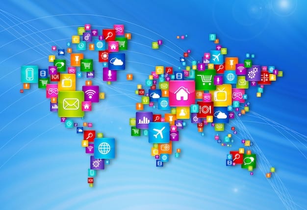 A world map highlighting key regions where K-Pop has a significant presence, with infographics showcasing social media engagement, streaming statistics, and album sales from each region.