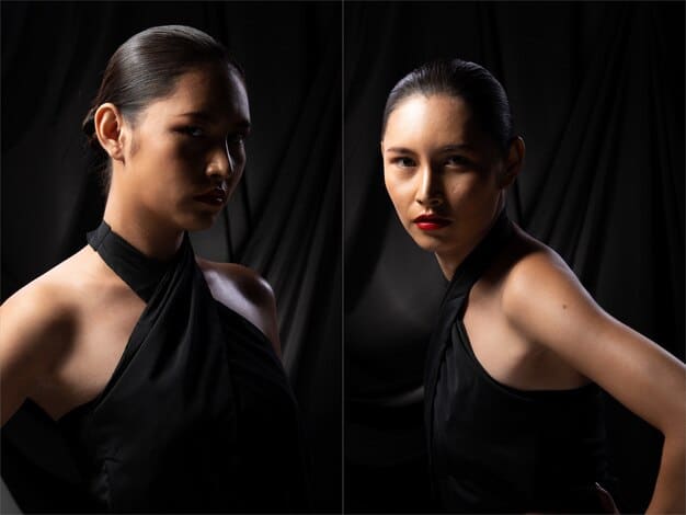 A split image showcasing a K-Pop idol before and after their debut, illustrating the dramatic transformation and polished look achieved through training and styling.
