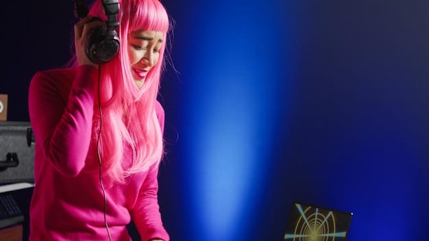 A detailed shot of a K-Pop music video scene where the use of color symbolism is prominent. The scene features a member of a popular group surrounded by contrasting colors, such as vibrant red lighting to signify intensity and deep blue accents to convey melancholy. The composition emphasizes the emotional depth and thematic richness of the video.