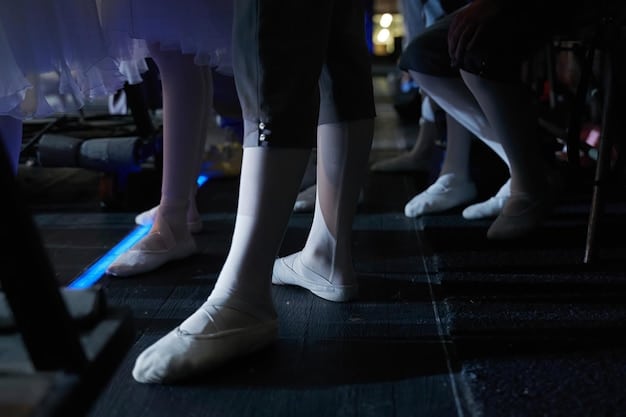 A close-up shot of a K-Pop dancer's feet performing a complex footwork sequence influenced by hip-hop. The focus is on the intricate movements and the dancer's precision.
