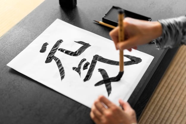 A side-by-side comparison showcasing the visual differences between Hangeul (Korean alphabet) calligraphy and Hanja (Chinese character) calligraphy, side by side.