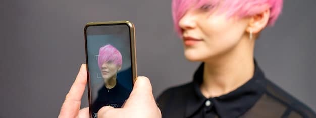 A close-up of a smartphone displaying a K-Pop music video. The screen is filled with colorful visuals and fast-paced choreography. The focus is on the vibrant screen, highlighting the sensory overload that can be associated with K-Pop content. The phone is held by a blurred hand, suggesting the constant engagement and accessibility of K-Pop media.