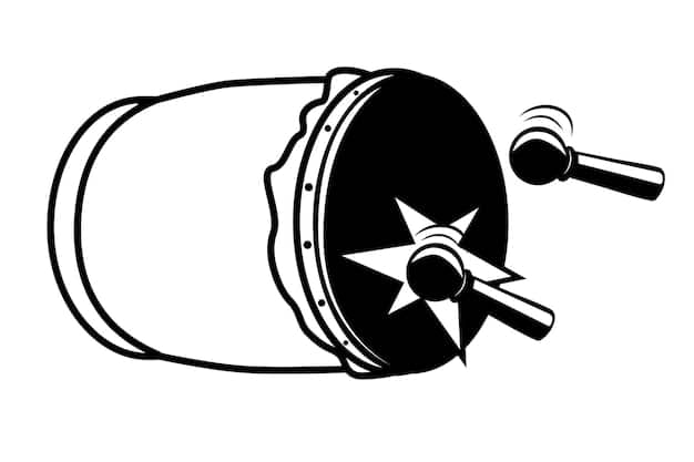 A stylized gavel striking down on a K-Pop album, illustrating the enforcement of copyright law regarding music and merchandise.