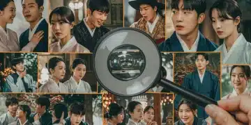 Collage of K-Drama scenes with magnifying glass highlighting cultural references
