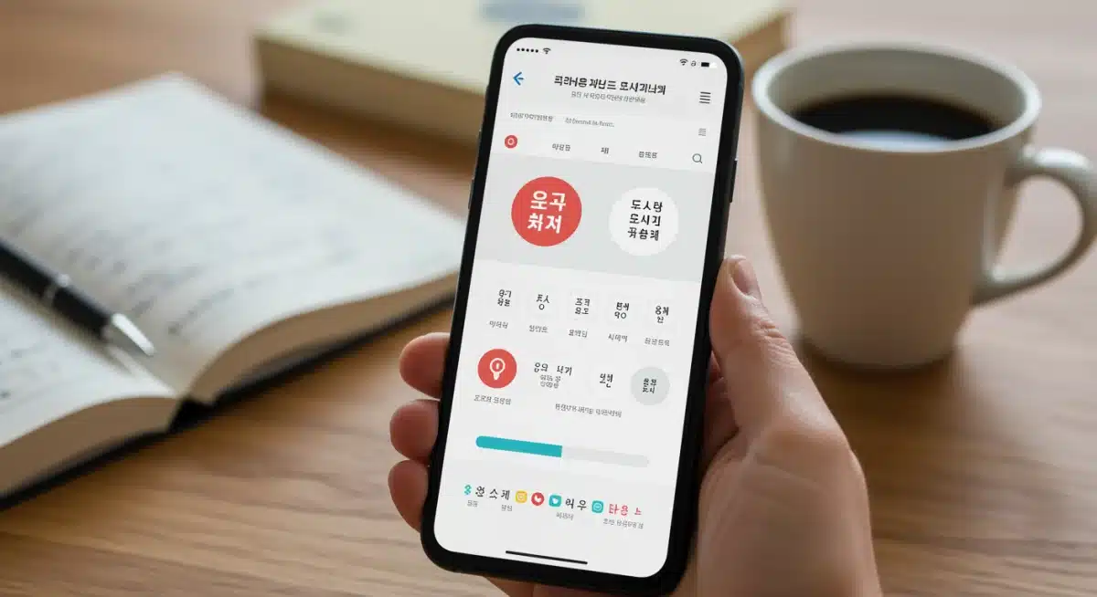 Interactive Korean language app interface on a smartphone