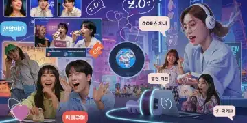 Diverse K-Pop fans interacting positively online, representing modern fandom etiquette.