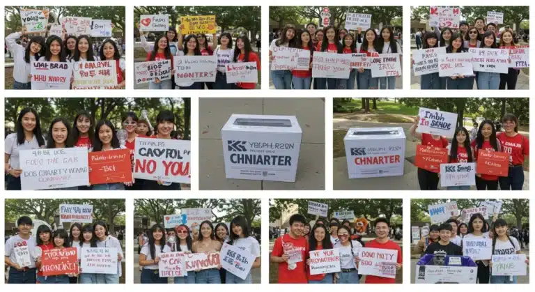 K-Pop fans in the U.S. engaging in philanthropic activities, showcasing community and charitable giving.