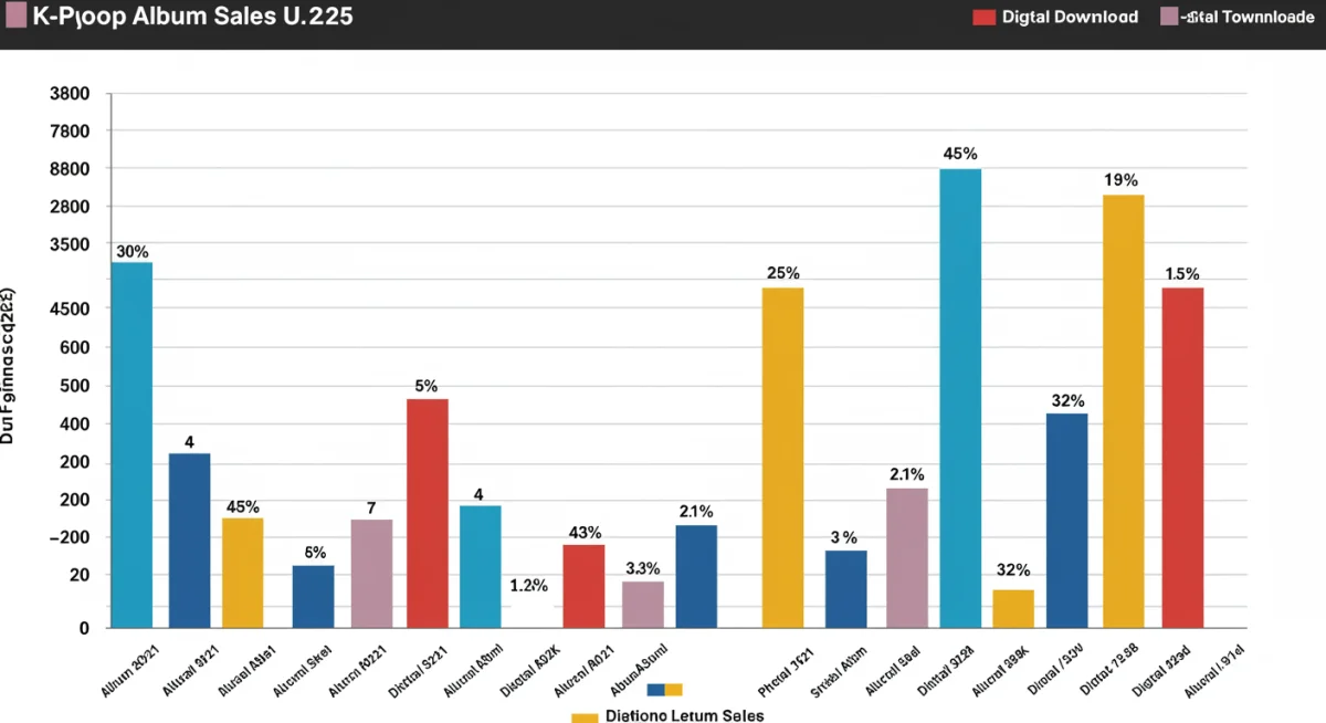 Bar chart illustrating K-Pop physical vs. digital album sales in the US, H1 2025.