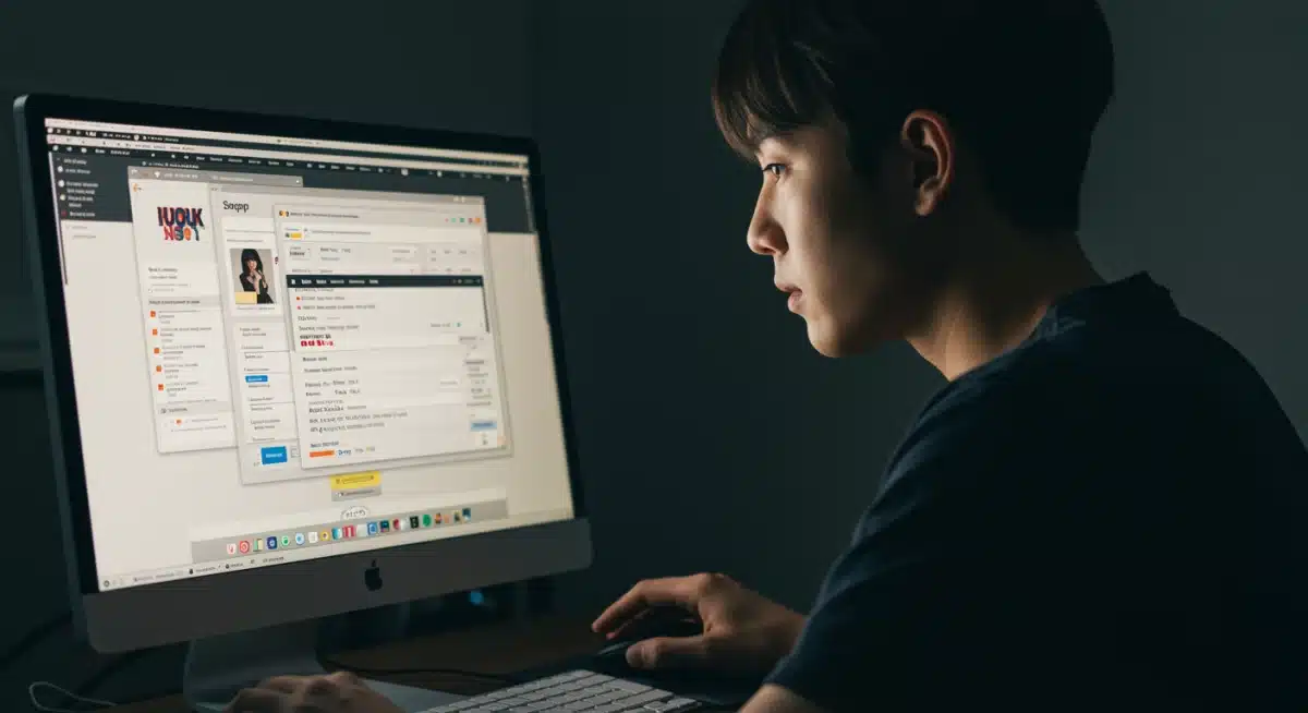 Person focused on computer screen during K-Pop ticket sale