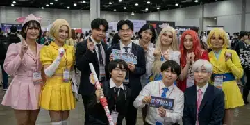 Enthusiastic K-Drama cosplayers showcasing authentic 2025 character replicas at a convention.