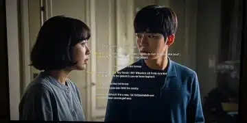 K-drama scene with poor English subtitles on a TV screen, illustrating common viewer frustration.
