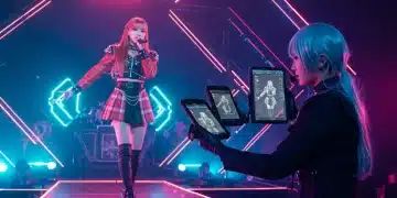 K-Pop idol cosplay with futuristic tech gadgets