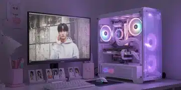 K-Culture themed gaming PC setup with RGB lighting