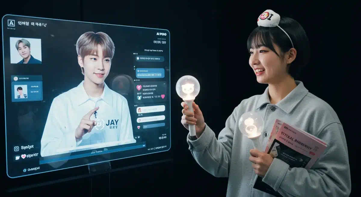 K-Pop fan interacting with an AI chatbot for personalized engagement.