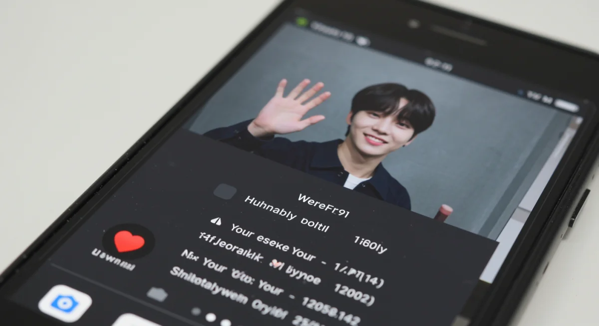 K-Pop idol live stream on a fan communication platform with fan comments.