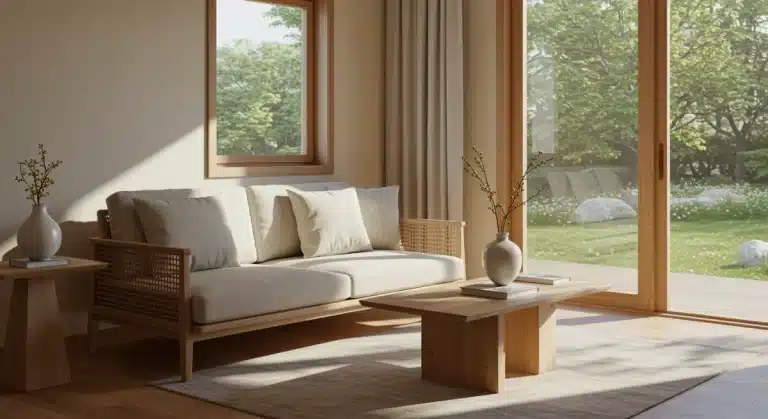 Modern Korean living room with natural light and minimalist decor