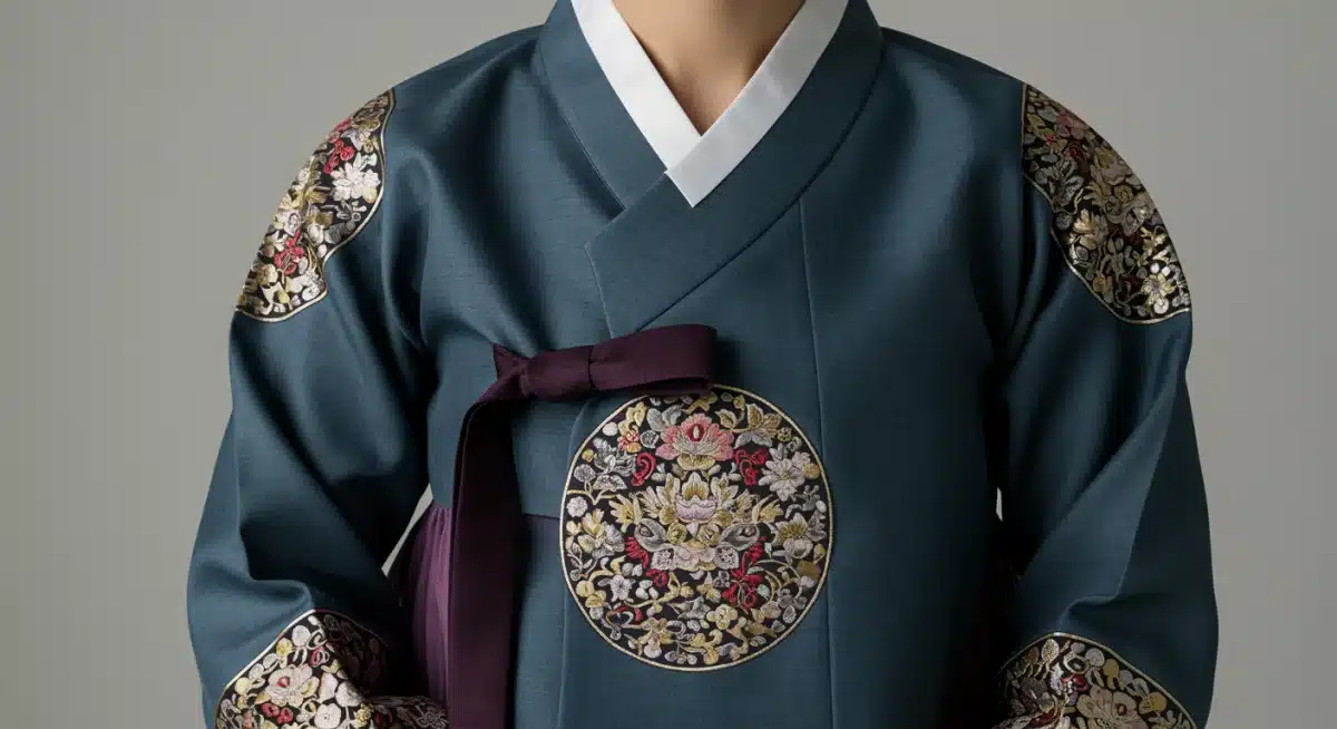 Neo-Hanbok fashion with intricate details, blending tradition and modernity