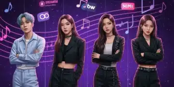 Four solo K-Pop artists, diverse and stylish, celebrating their breakthrough success on US streaming charts in 2026.