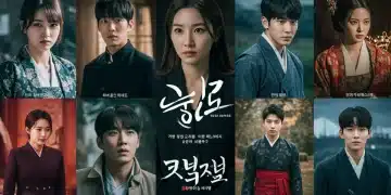 Dynamic collage of K-Drama genres, symbolizing 2026 review trends and U.S. market appeal.