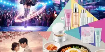 Dynamic collage representing Hallyu 3.0, featuring K-Pop, K-Drama, beauty, and food, targeting US audiences.