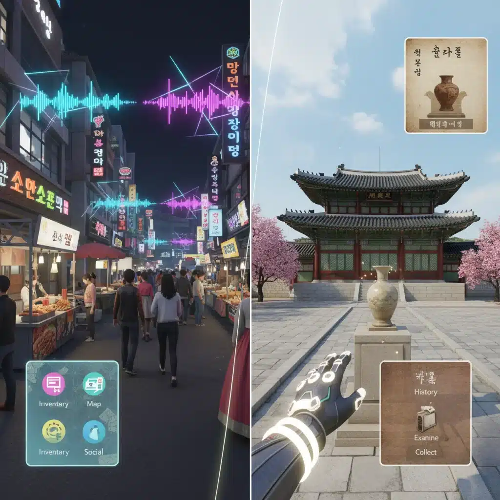 Comparison of K-Pop VR and historical K-Drama VR game interfaces