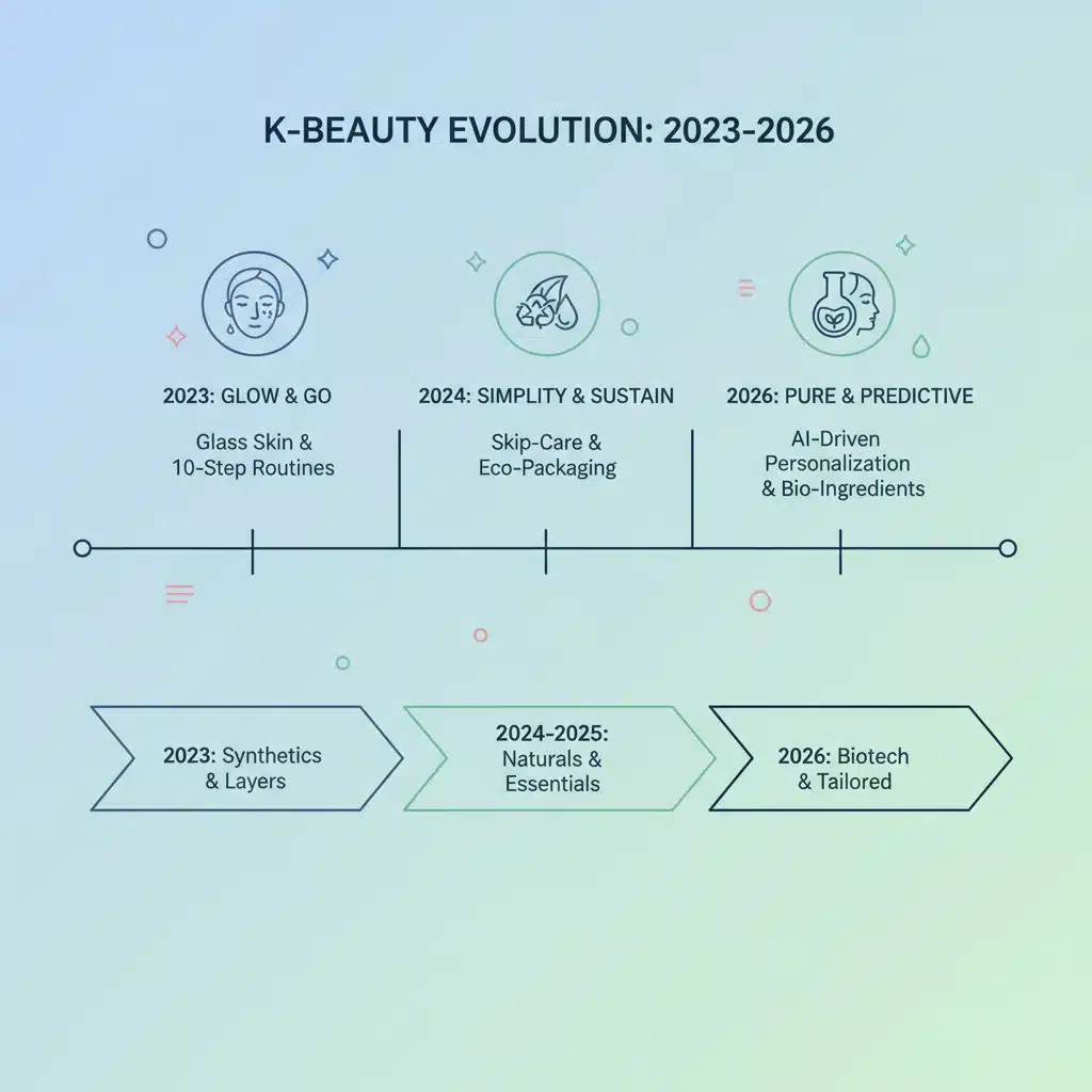 Infographic showing evolution of K-beauty trends 2023-2026