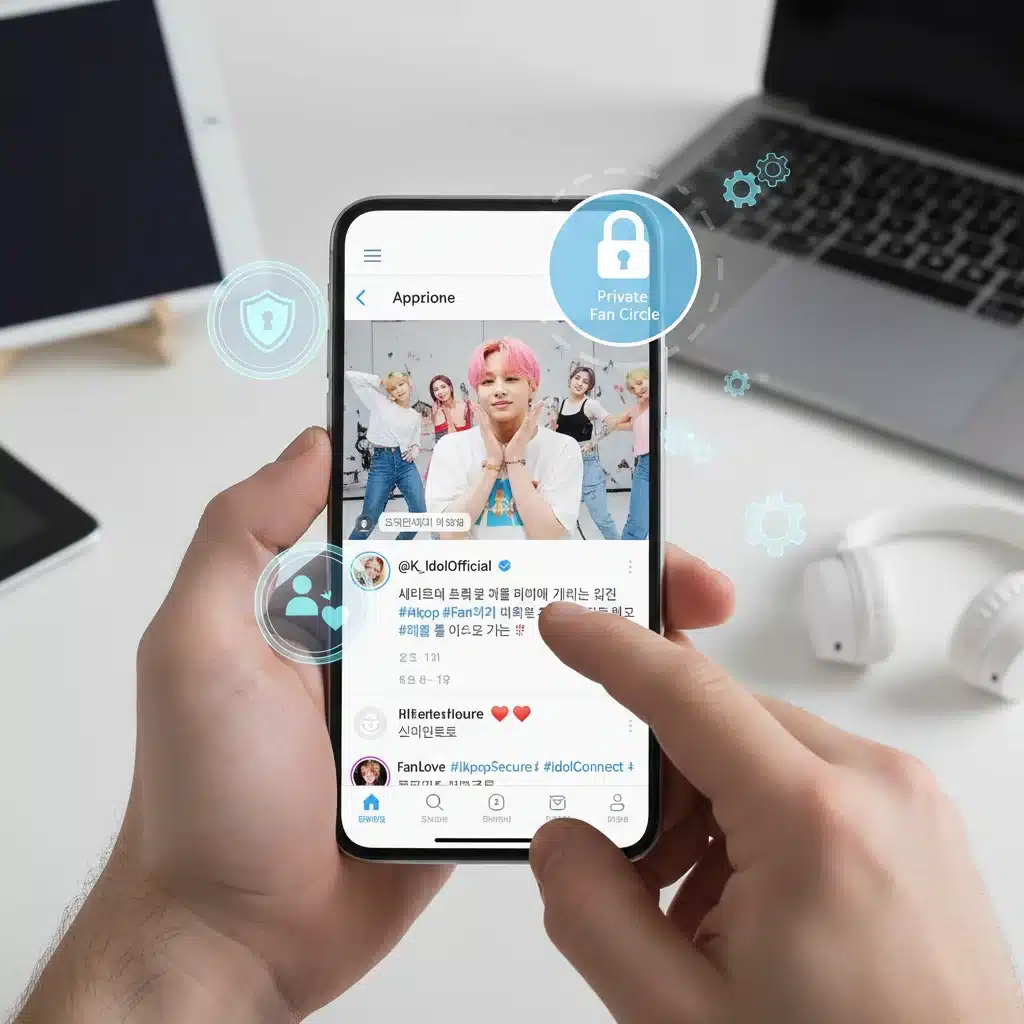 Securing K-Pop fandom online interactions and privacy settings on a smartphone.