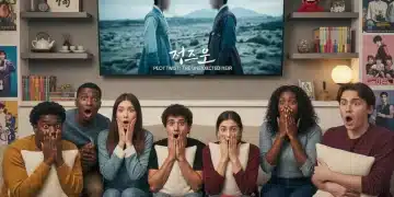U.S. audience reacting to shocking K-Drama plot twists on a screen