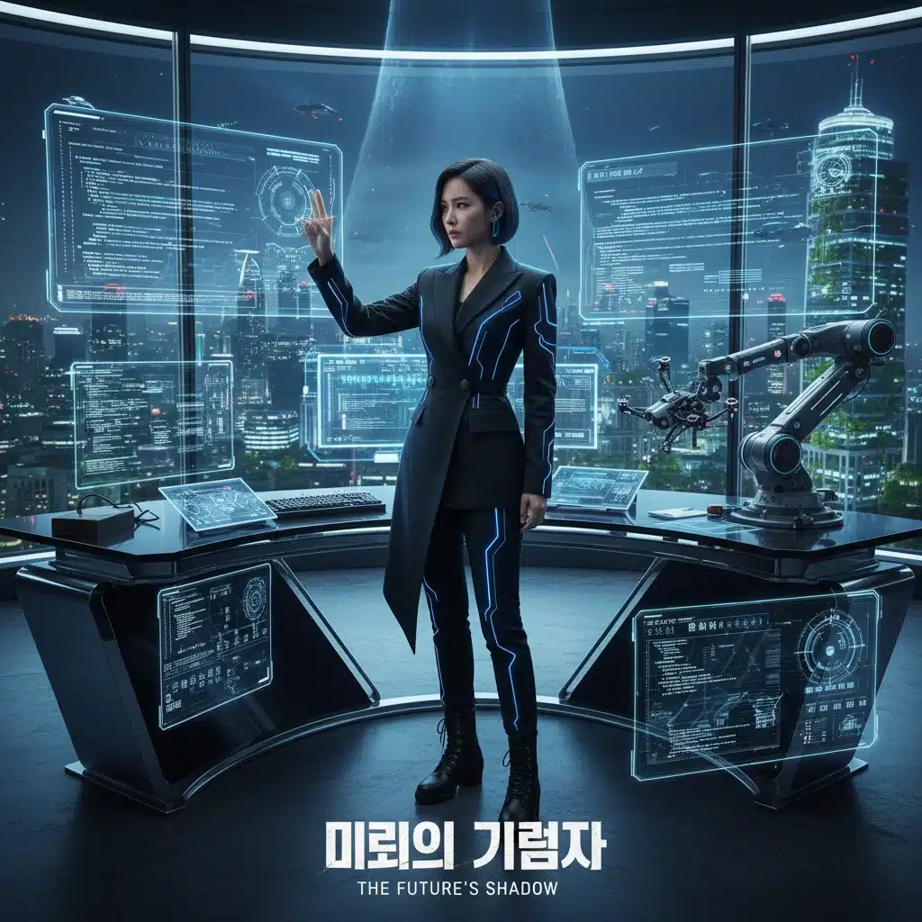 Female K-drama lead in a powerful, futuristic role, challenging gender norms.