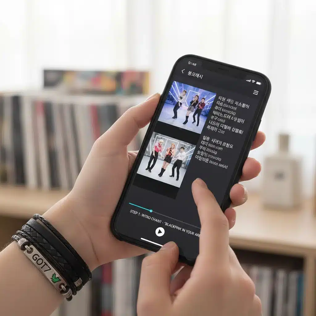 Learning K-Pop fanchants from an online tutorial video on a smartphone
