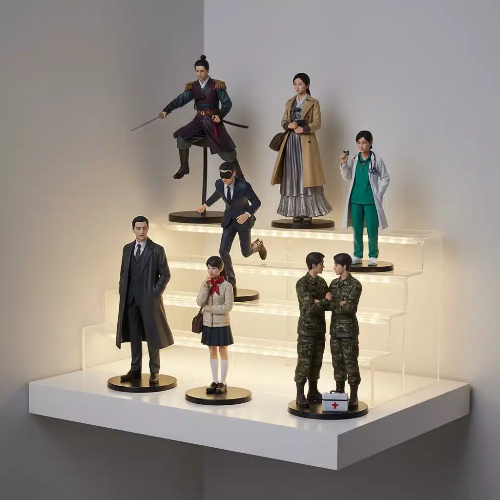 Detailed K-Drama character figurines on display