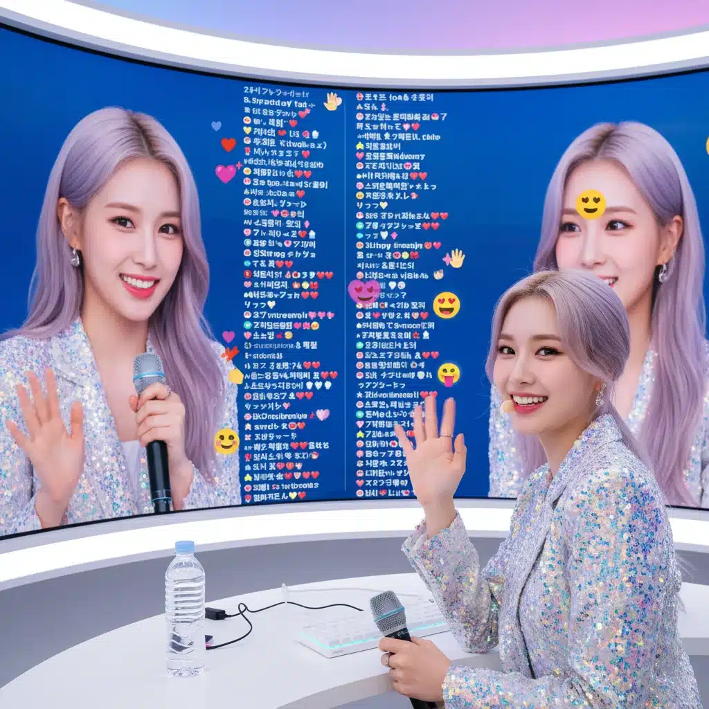 K-Pop idol engaging with fans via live stream, showcasing direct fan-artist interaction on digital platforms.