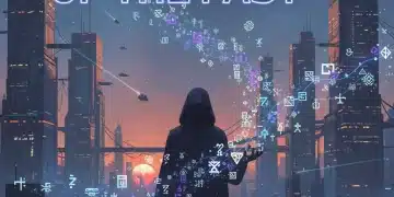 Book cover of 'Whispers of the Past' with futuristic city and mysterious figure
