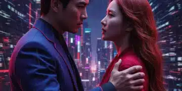 Main characters from Crimson Skies K-Drama in an emotional, visually striking scene.